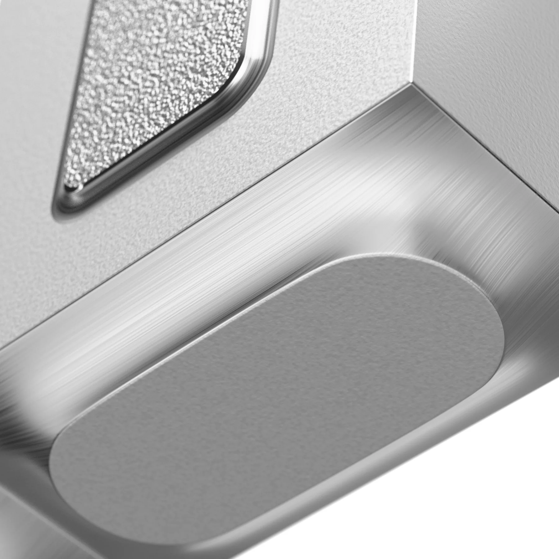 Macro of the textured grip and brushed metal