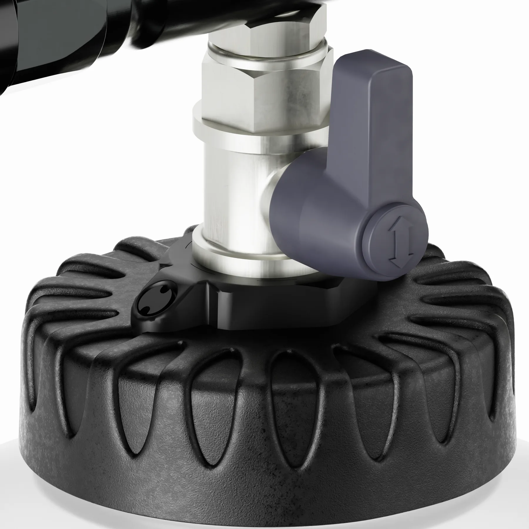 Close up of the valve and threaded cap