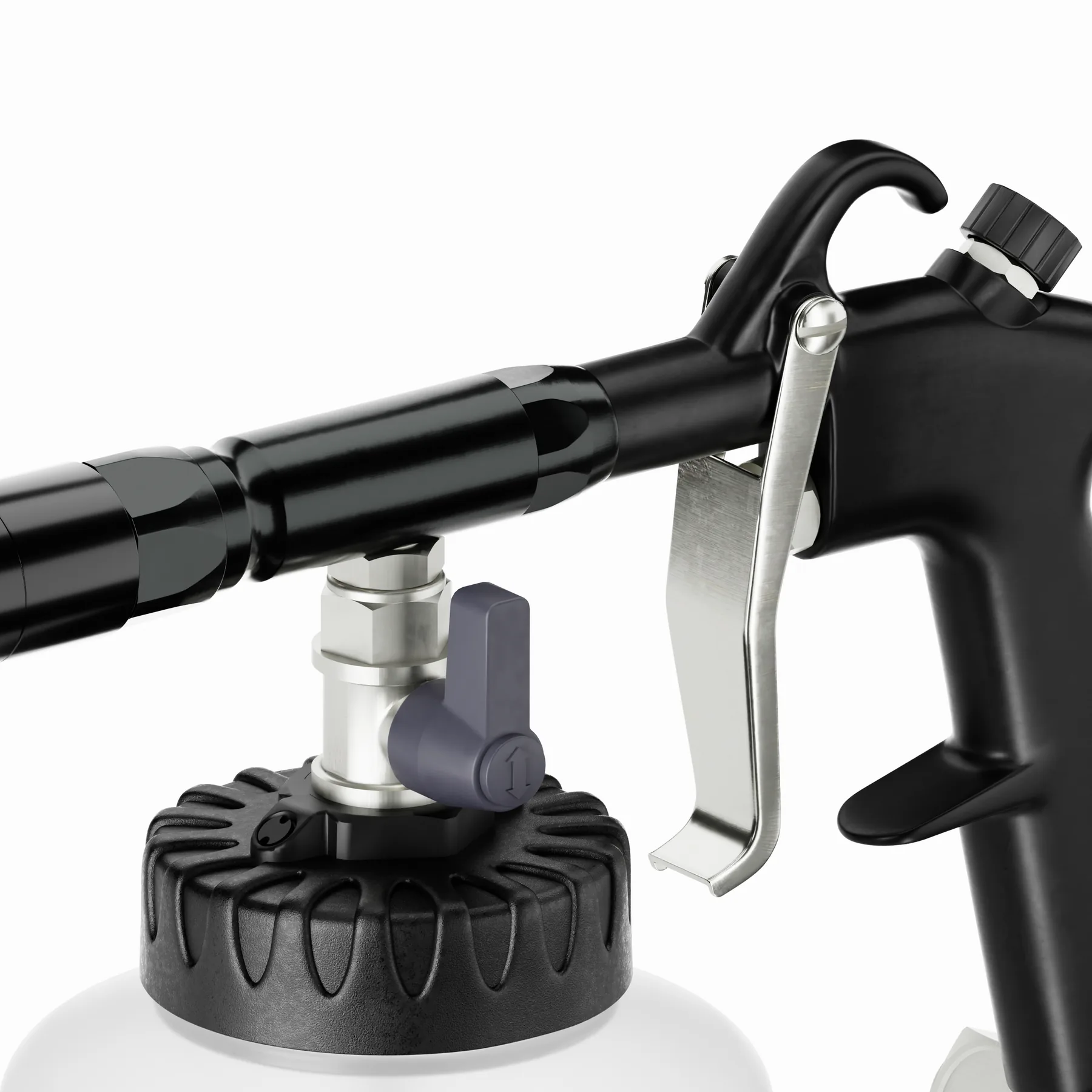 Close up of the trigger, valve and cap