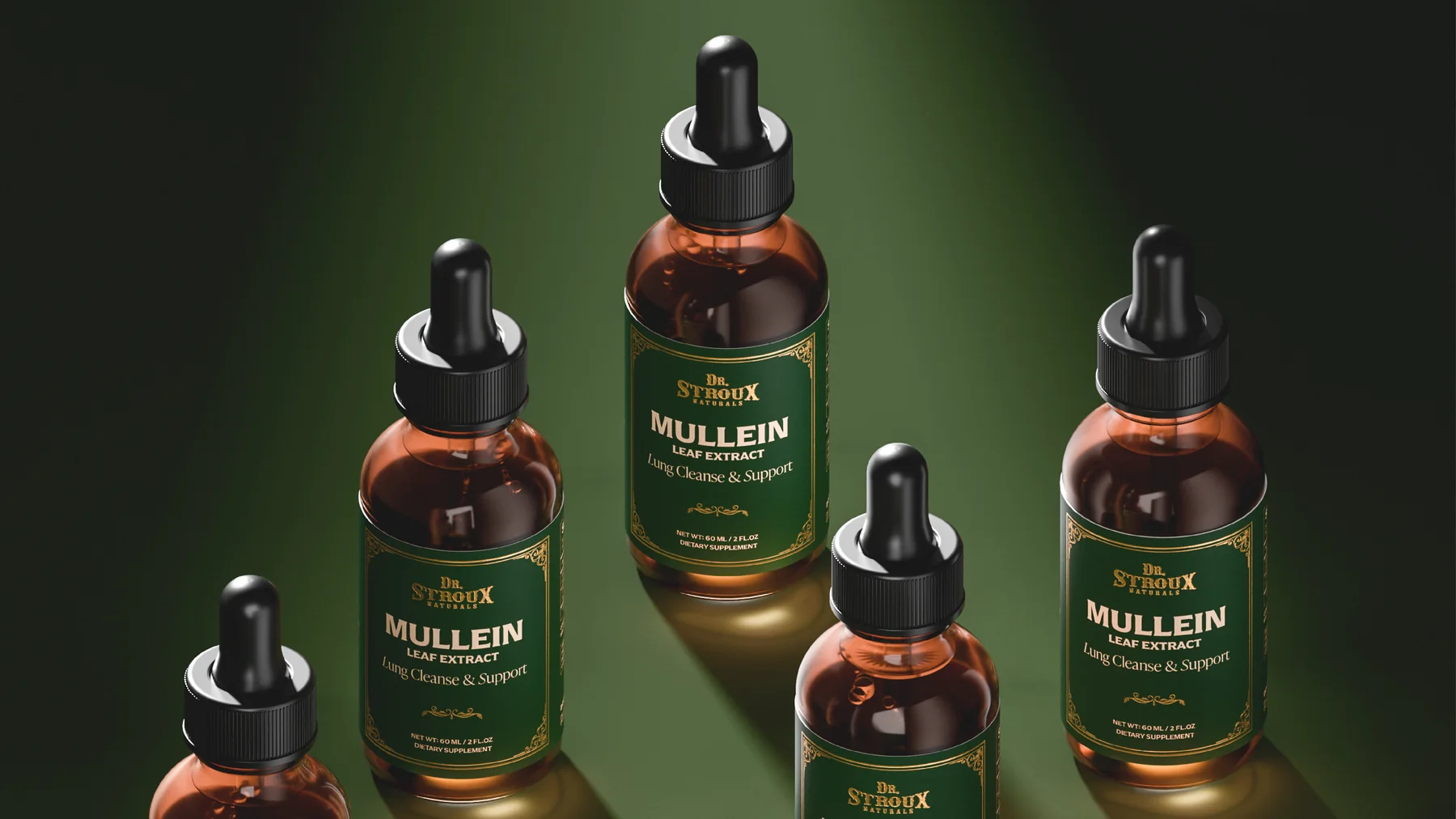 Dr. Stroux Naturals Arpona and IvyPresto typeface specimens on a deep green background