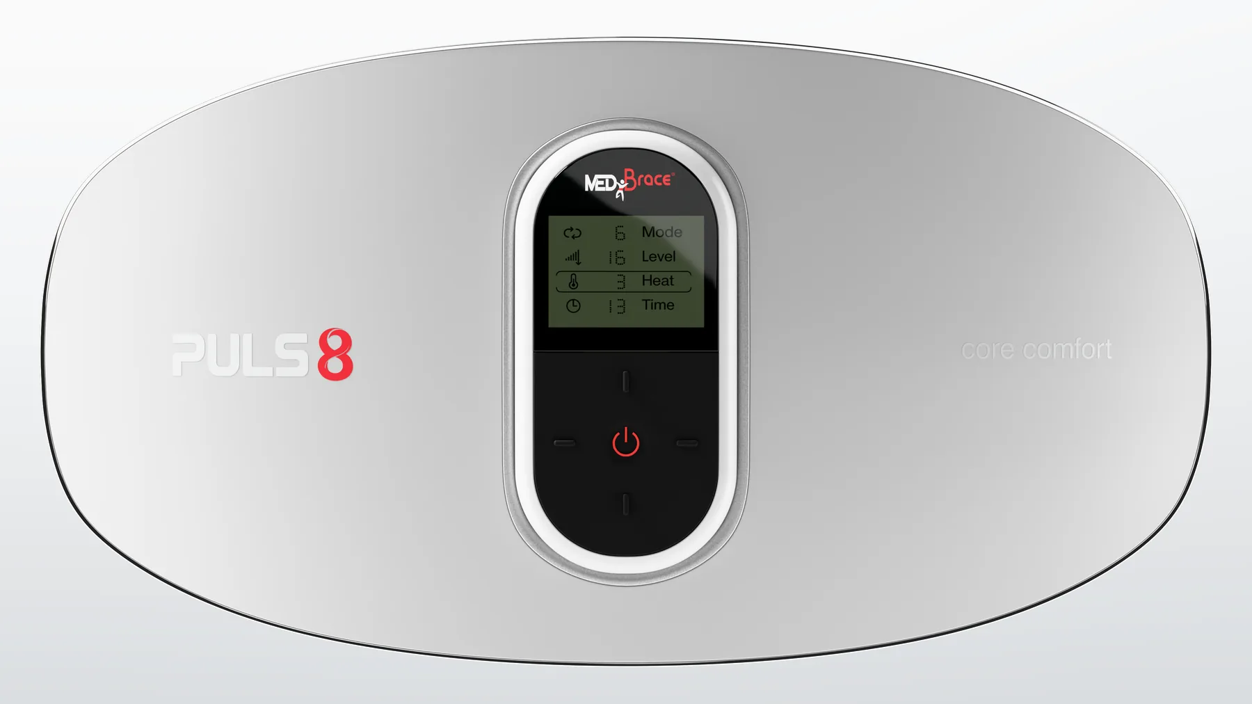 MedBrace Puls8 control unit with its display and power button