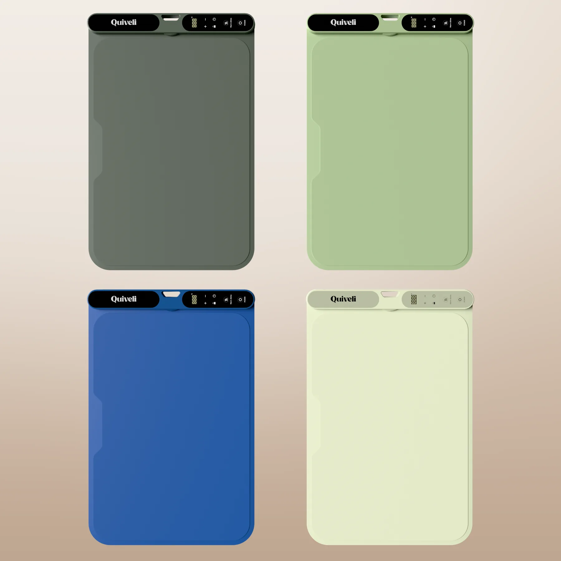 Four Quivell finishes laid out in a grid