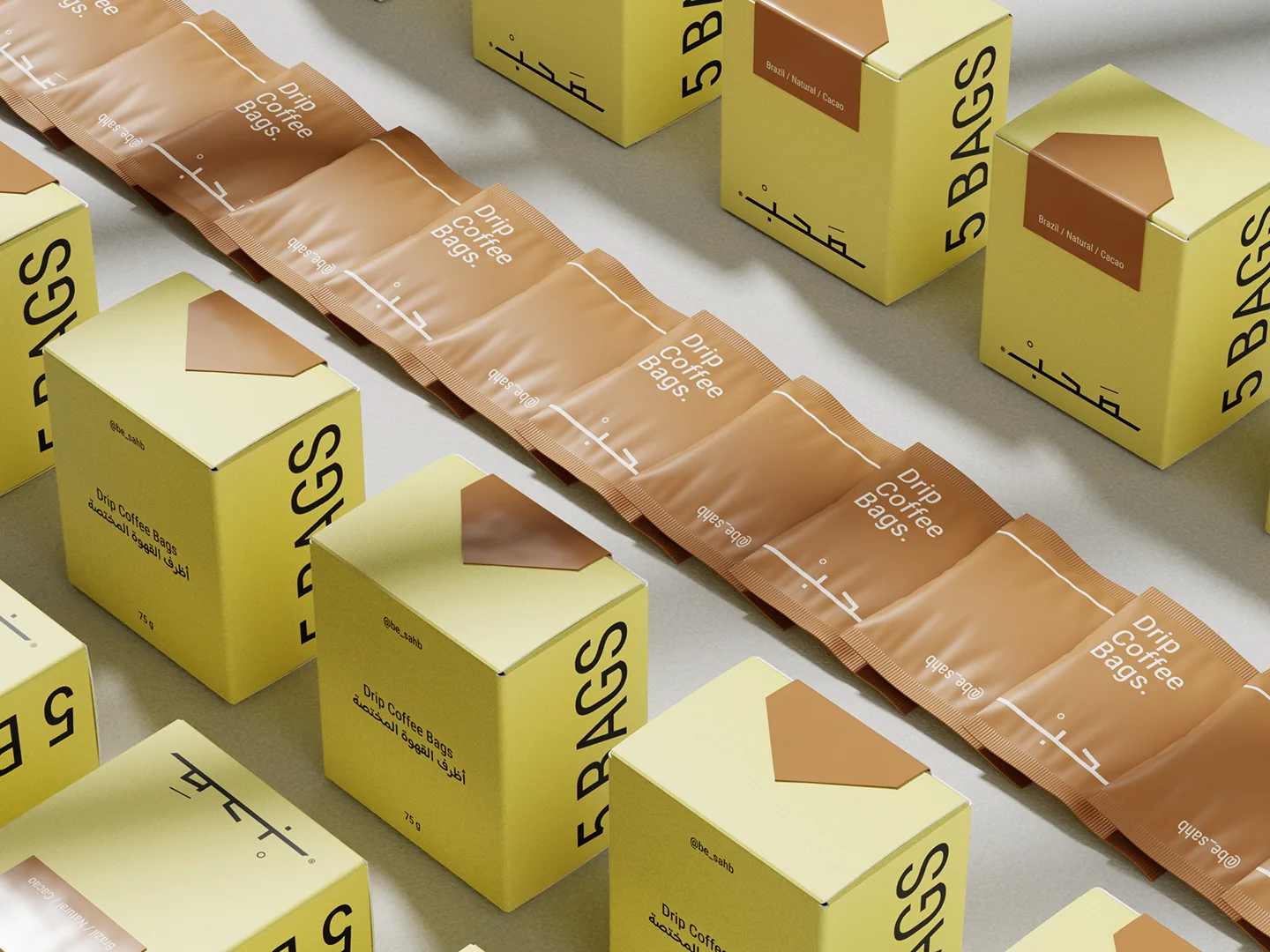 Sahb drip coffee bag boxes and a chain of individual drip bags
