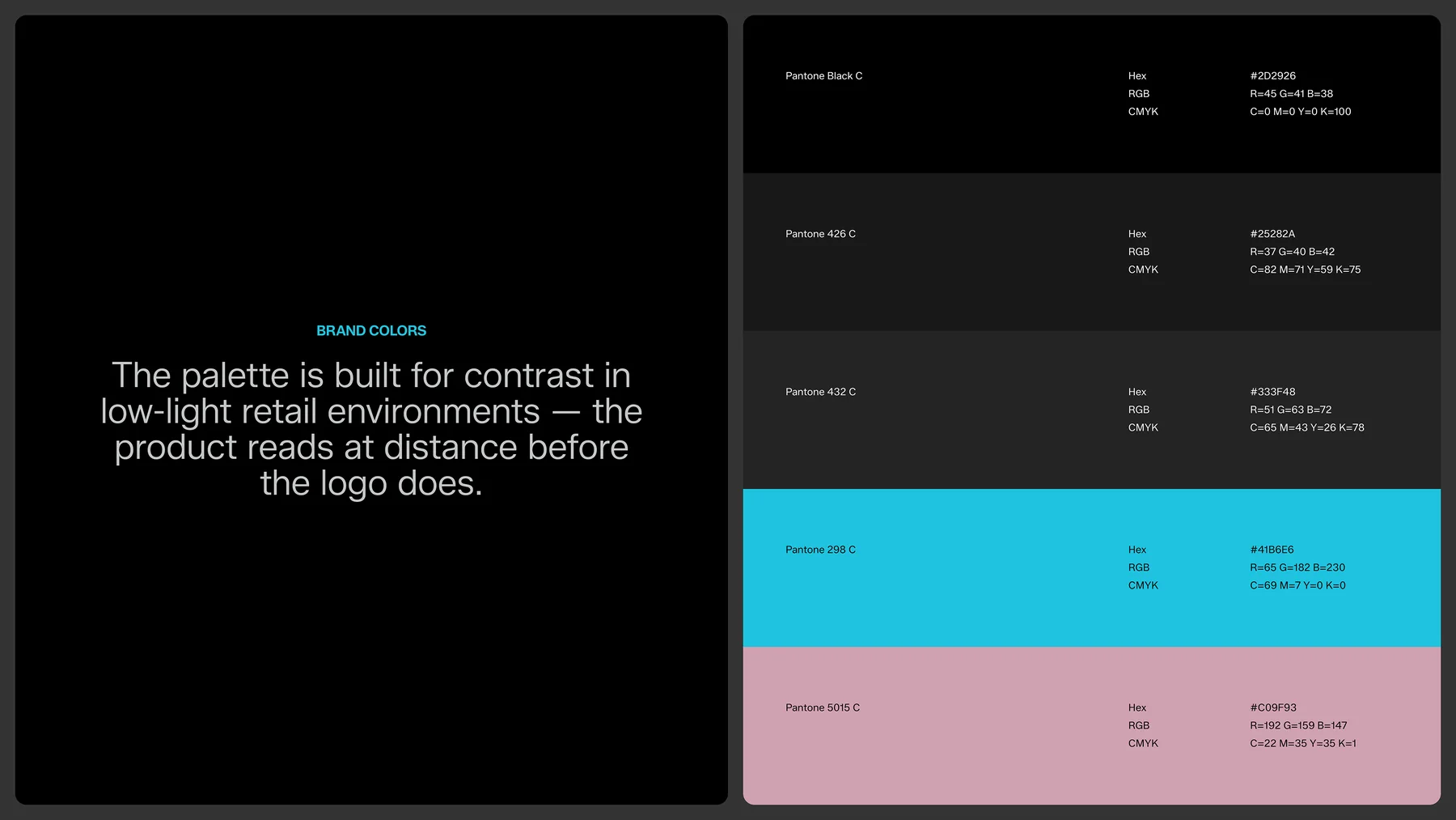 Stronga Performance brand color panel with cyan and pink swatches