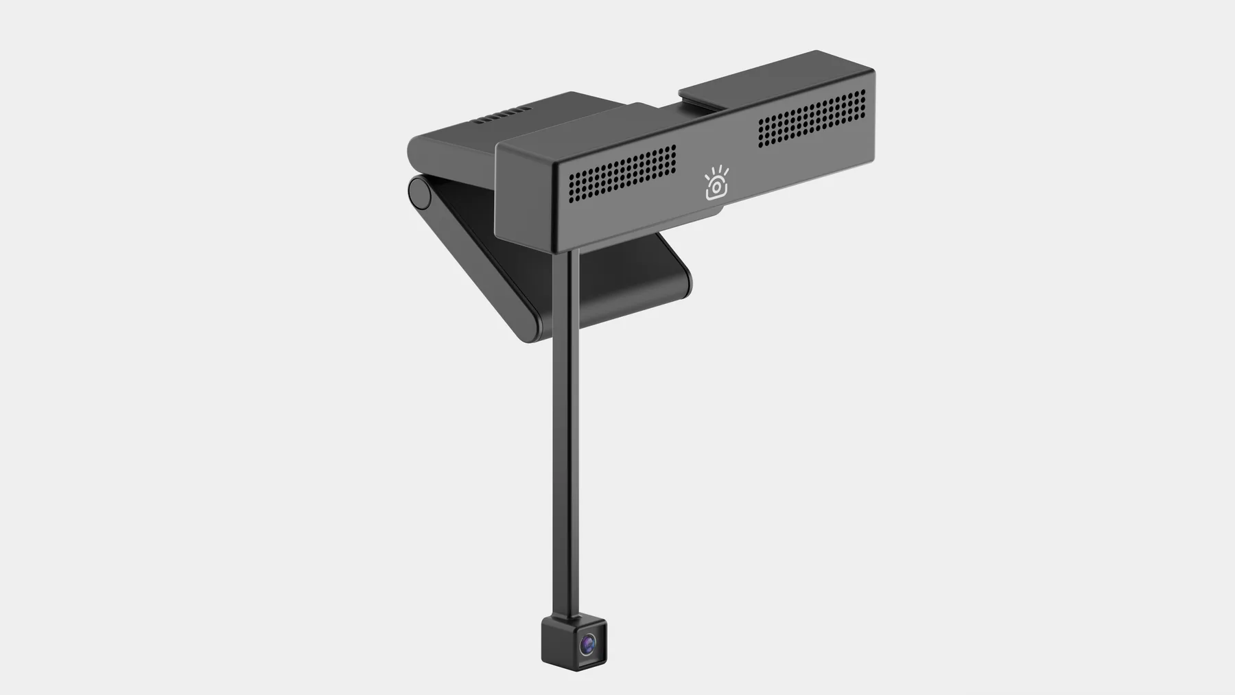 Dark gray clip on webcam with a fold out mount