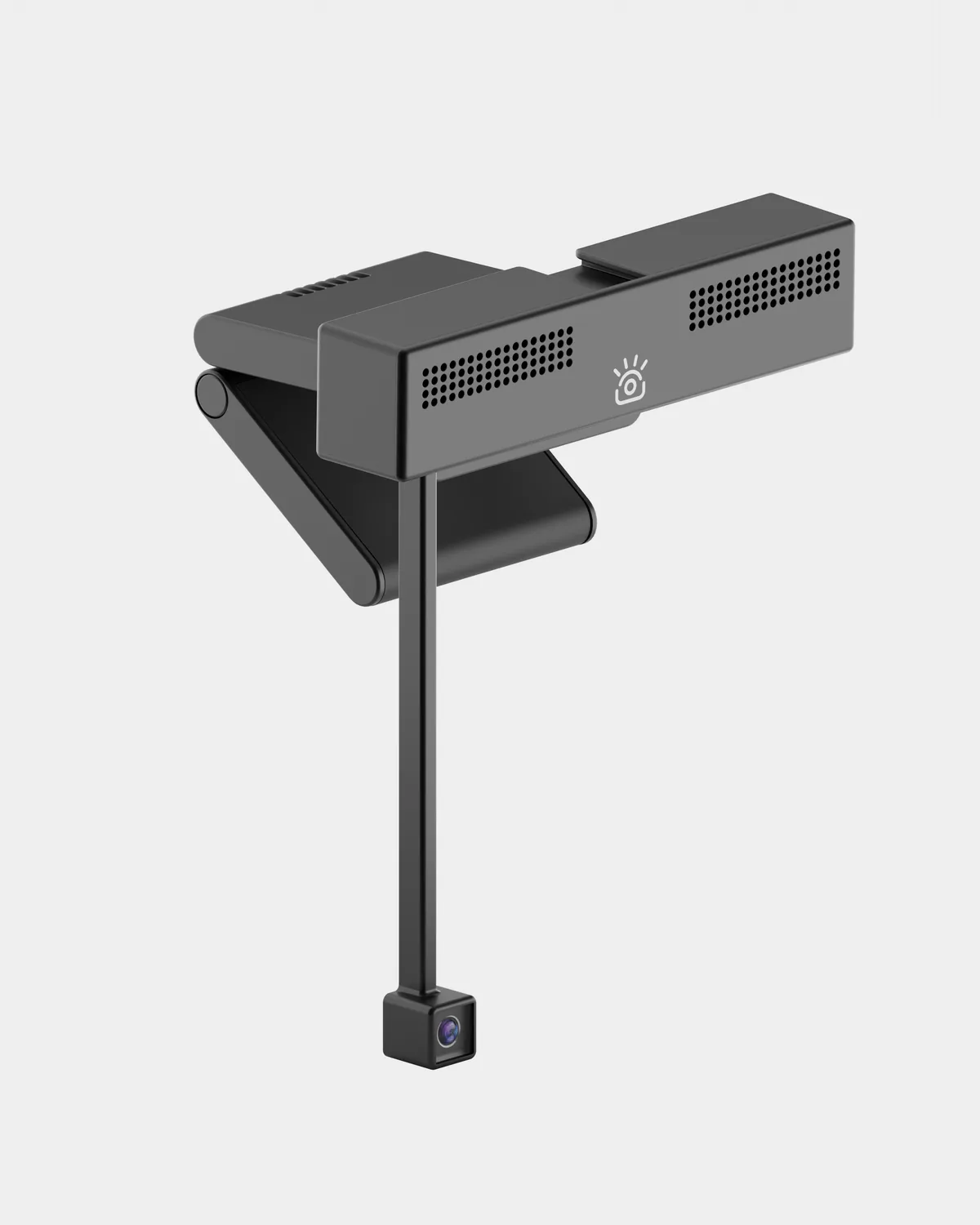 Dark gray clip on webcam with a fold out mount